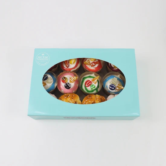 Wholesale Custom Transparent Paper Package with Logo for Donuts Chocolate Cookie Packaging Paper Box
