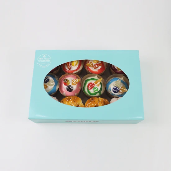 Wholesale Custom Transparent Paper Package with Logo for Donuts Chocolate Cookie Packaging Paper Box