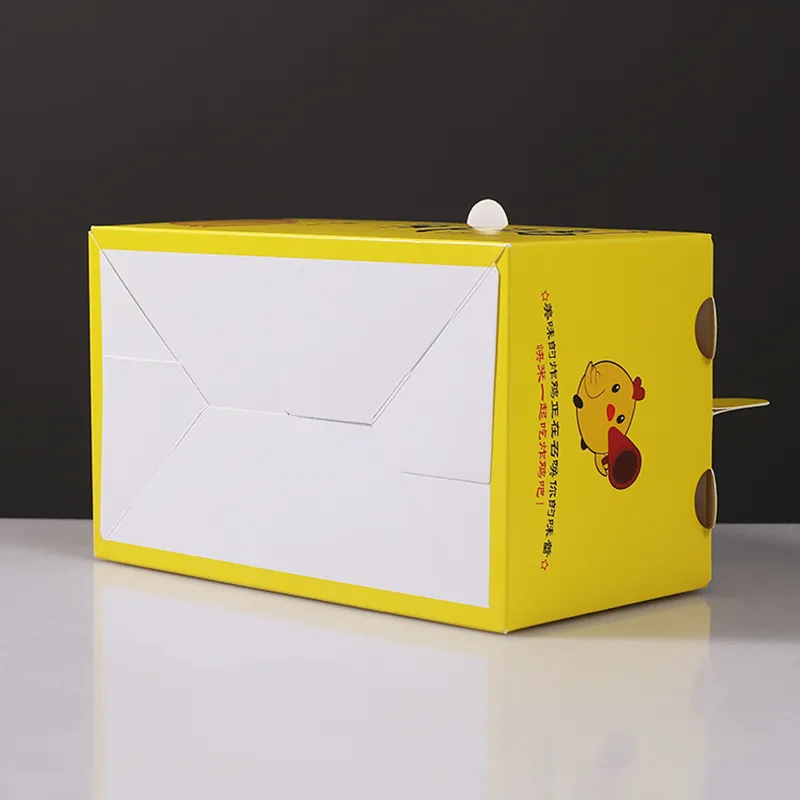 Biodegradable Coated Paper Fried Chicken Box Coated Paper Square Fried Chicken Box with Handle