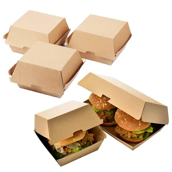 Custom High Quality Flute Corrugated Snack Fast Food Packaging Box Regular Size Food Container Hot Dog Burger Box