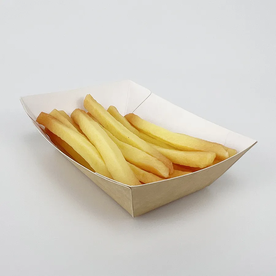 Corrugated Cheap Packaging Biodegradable Eco Friendly Custom Size Food Holder Tray Snack Boat for BBQ Tacos Nachos