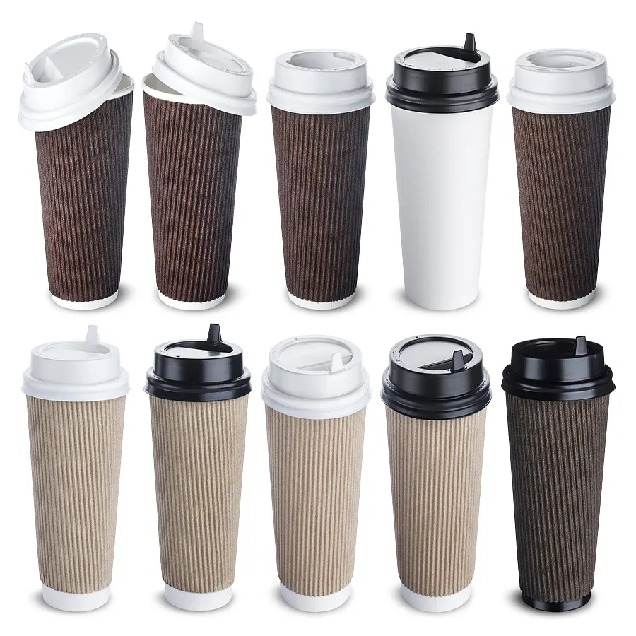 Custom Coffee Cup with Cover Paper Coffee Cup with Lid Delicate Coffee Hot Drink Paper Cup