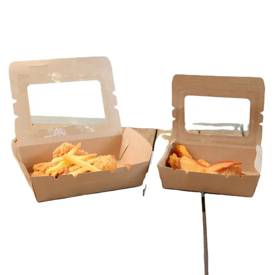 Disposable Party Box Kraft Paper Sushi Salad with Clear Anti Fog Pet Window Wholesale Greatquality Factory Outlet Hot Sale Advanced Durable Fast Food Box