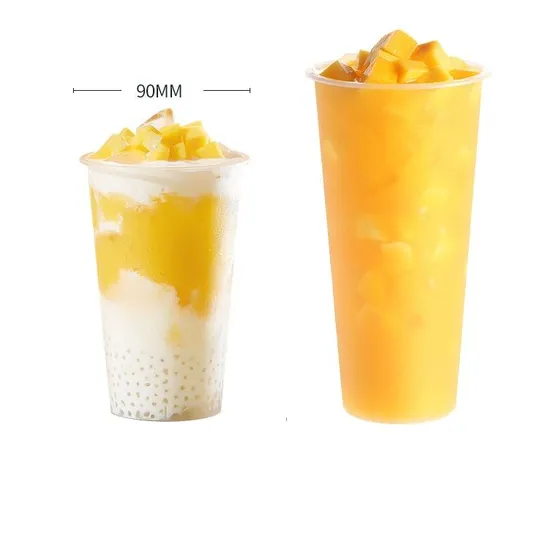 Clear Plastic Disposable Plastic Cups for Iced Coffee Bubble Boba Milk Tea Smoothie with Flat Lids Ordome Lids Custom Logo 12oz 16oz