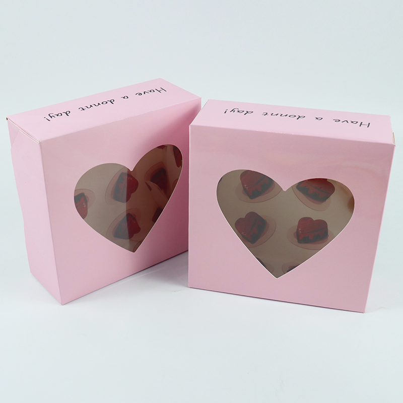 Custom Transparent Paper Package with Logo for Donut Chocolate Cookie Packaging Box
