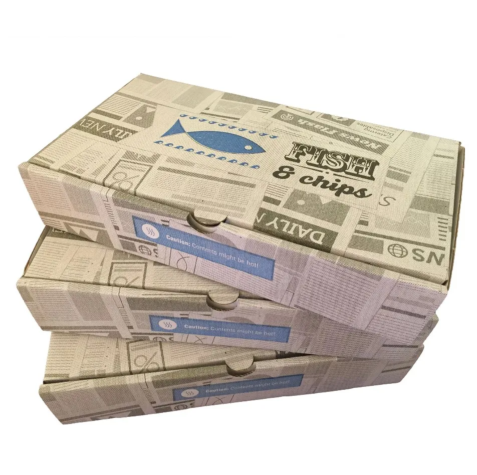 The Fine Fried Fish Box Cheap High Quality Fish and Chips Paper Box Fish and Chips Take Awaybox