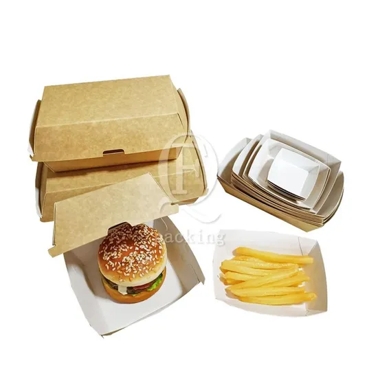 Multi-Function Design Heat-Resistant Customized Biodegradable Hamburger Box for Fast Food Restaurants