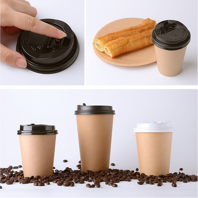 Factory Wholesale Custom Printed Disposable Degradable Coffee Cups Hot Drink Paper Cup Milk Tea Paper Cup with Lid