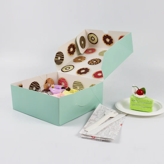 Cardboard Kraft Paper Bakery Packing Cake Box Handle Tall Box for Cake Donut Macarron Desert Box