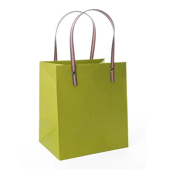 Wholesale Custom Printing Luxury Personalized Degradable Packaging Button Shopping Gift Kraft Cardboard Paper Bag with Handle