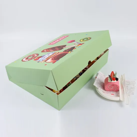 Wholesale Custom Disposable Doughnut Cake Food Packing Paper Box with Handle Cake Box