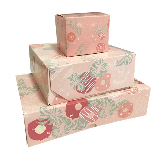 Factory Wholesale Custom Logo Luxury Takeaway Food Biodegradable Eco-Friendly Food Grade Sweet Pastry Dessert Cookies Donut Packaging Box