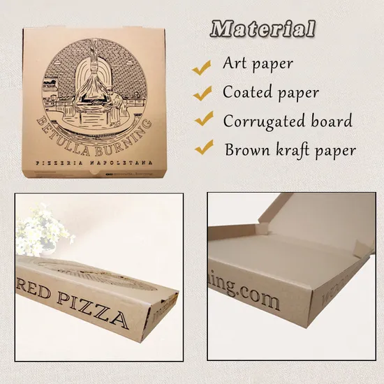 Factory Wholesale Custom Inch Biodegradable Carton Eco-Friendly Delivery Packaging Corrugated Paper Pizza Box