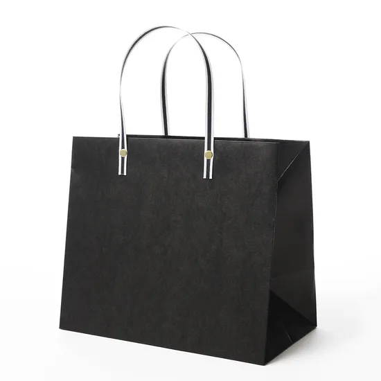Wholesale Custom Printing Luxury Personalized Degradable Packaging Button Shopping Gift Kraft Cardboard Paper Bag with Handle