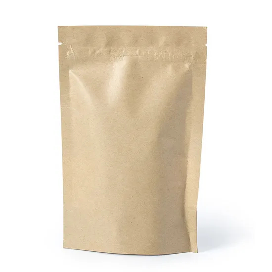 Biodegradable Recycled Customized Stand up Pouches Dry Food Packaging Brown Kraft Paper Bag with Translucent Window