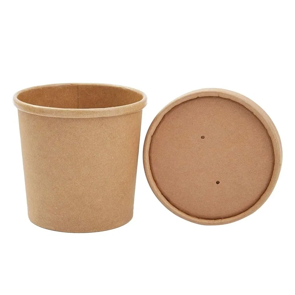 Wholesale Custom Printing Disposable Food Container Salad Kraft Paper Bowl with Lid