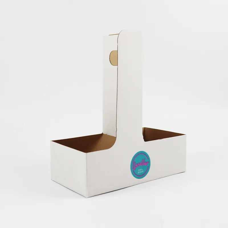 Wholesale Custom Printing Logo Disposable Biodegradable Recyclable Takeaway Brown Paper Coffee Cup Carriers with Portable Handle