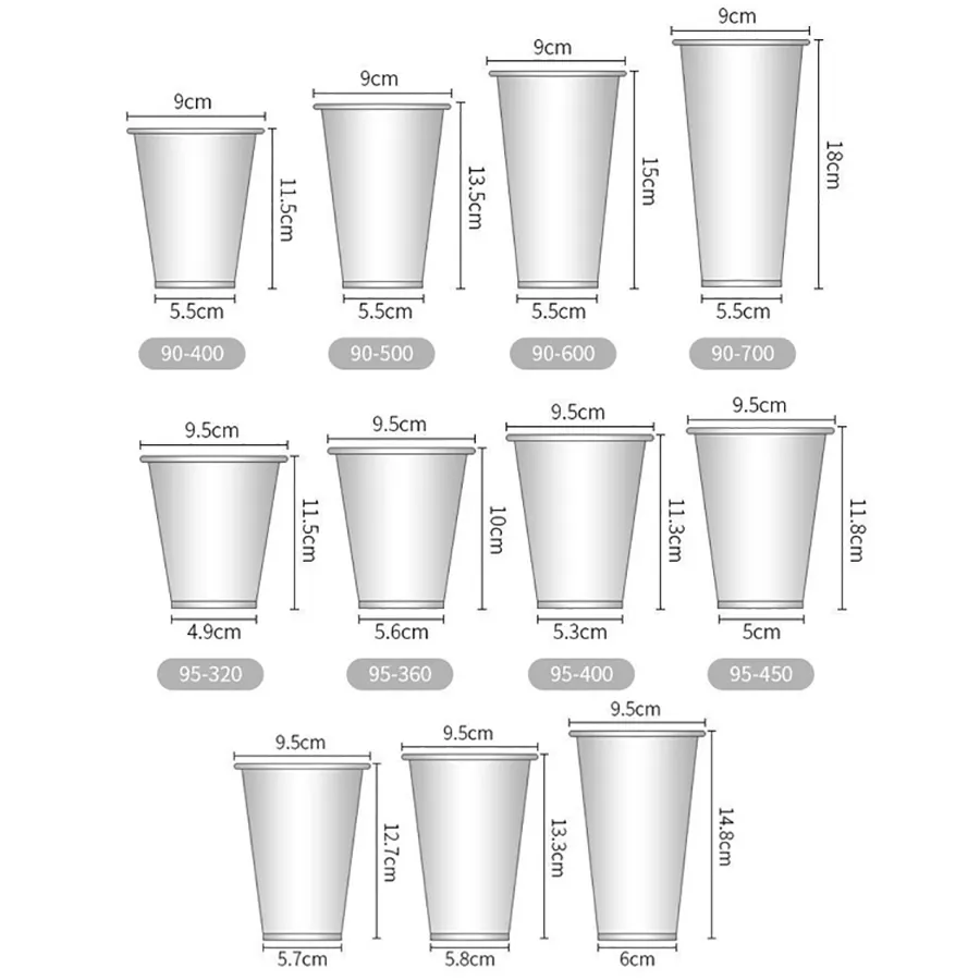 Customized Logo Recycled Paper Cup 8oz/12oz/16oz/20oz/24oz Cold/Hot Drink Paper Coffee Cup with Lid and Sleeve