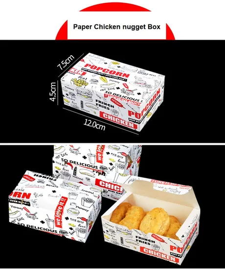 Custom Disposable Takeaway Packaging Fried Chicken Wings Fast Food Catering French Fries Box