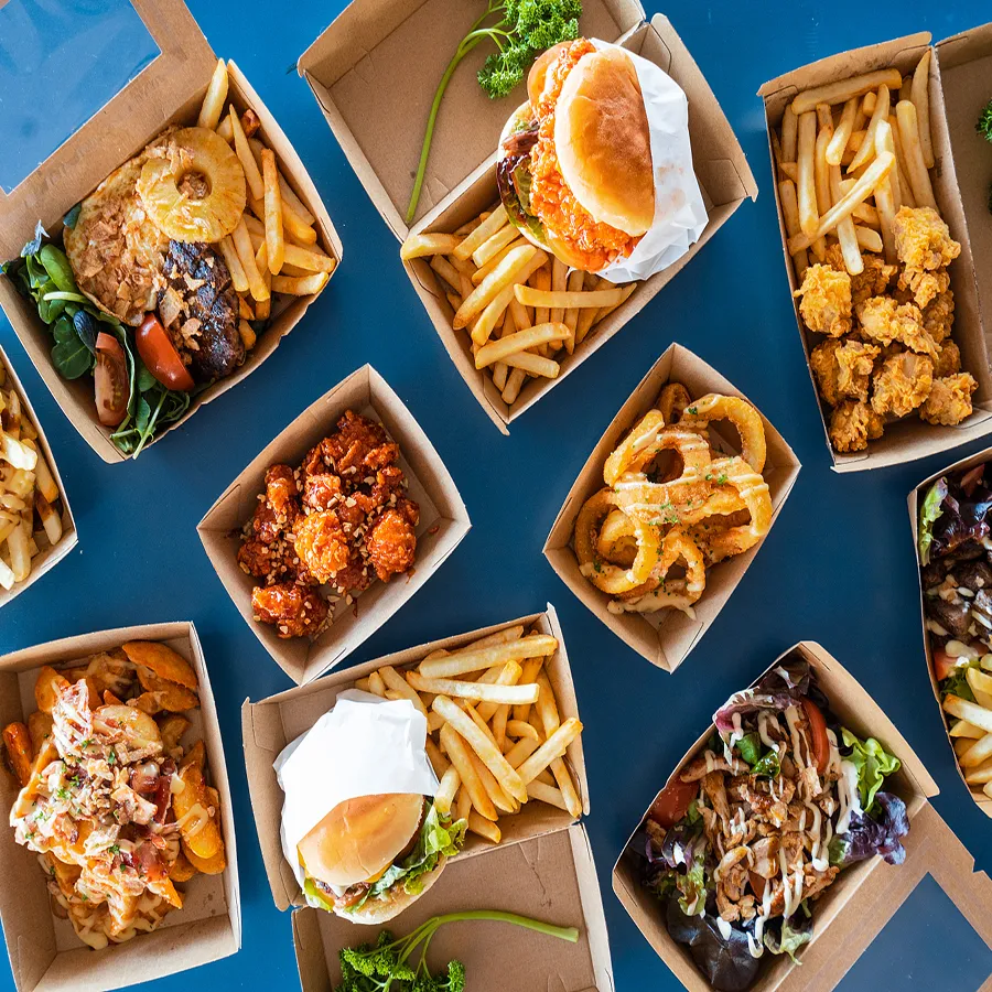 Wholesale Customized Food Grade Takeaway Sushi Fried Chicken Chips Burger Container Disposable Kraft Paper Fast Food Packing Box
