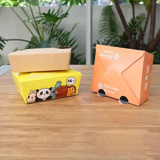 Wholesale Customized Logo Food Grade Takeaway Sushi Fried Chicken Chips Burger Container Eco-Friendly Disposable Cardboard Kraft Paper Food Box