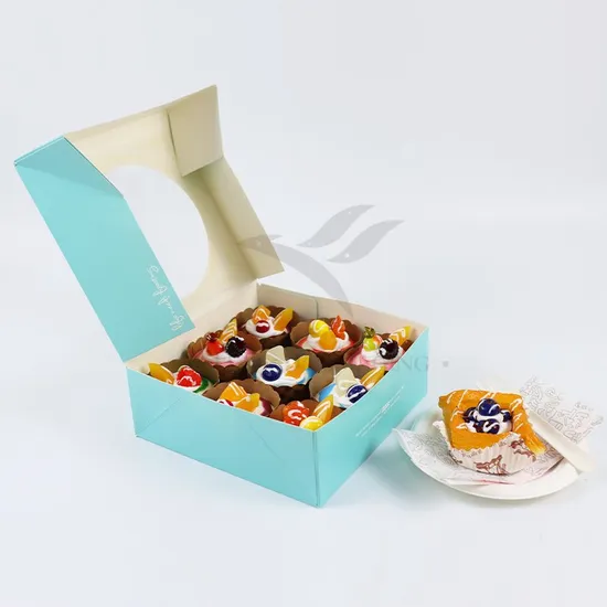 Food Grade Paper Foldable Bread Egg Tart Food Packaging Birthday Dessert Biscuit Cake Box with Handle