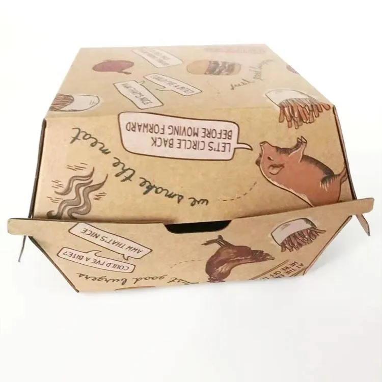 Factory Cheap Customized Food Grade Disposable Affordable Takeaway Fried Chips Chicken Snack Food Lunch Packaging Corrugated White Cardboard Paper Burger Box