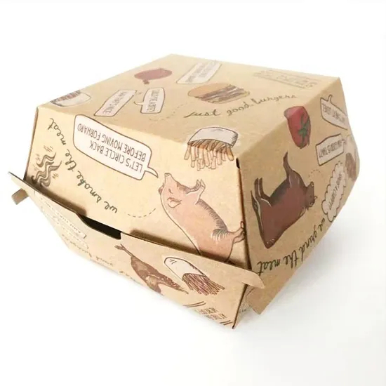 Factory Cheap Customized Food Grade Disposable Affordable Takeaway Fried Chips Chicken Snack Food Lunch Packaging Corrugated White Cardboard Paper Burger Box