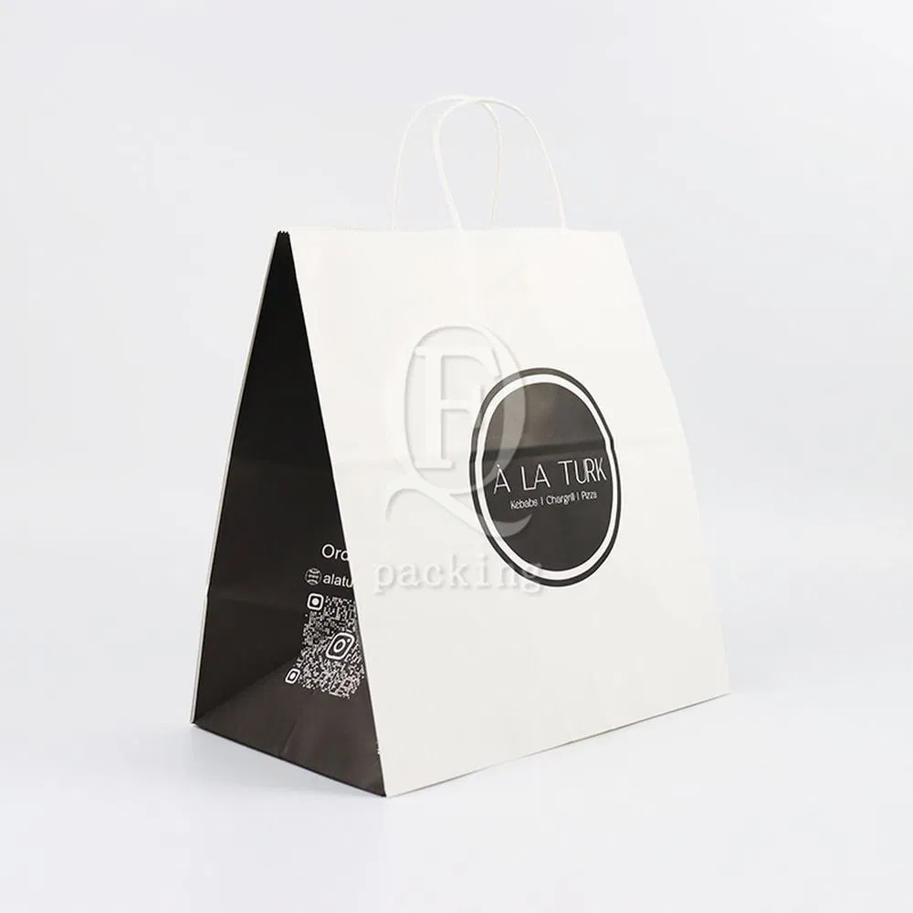 Wholesale Custom Printing Luxury Personalized Multi-Color Degradable Eco-Friendly Recyclable Shopping Gift Fruit Food Packaging Kraft White Card Paper Bag