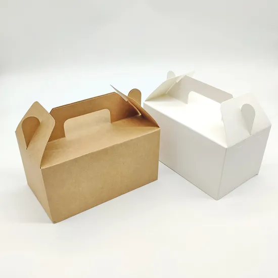 Cheap Customized Printed Logo Food Grade Paper Doughnut Wholesale Custom Size Disposable Bakery Packaging Donuts Macaron Cake Packing Box with Portable Handle