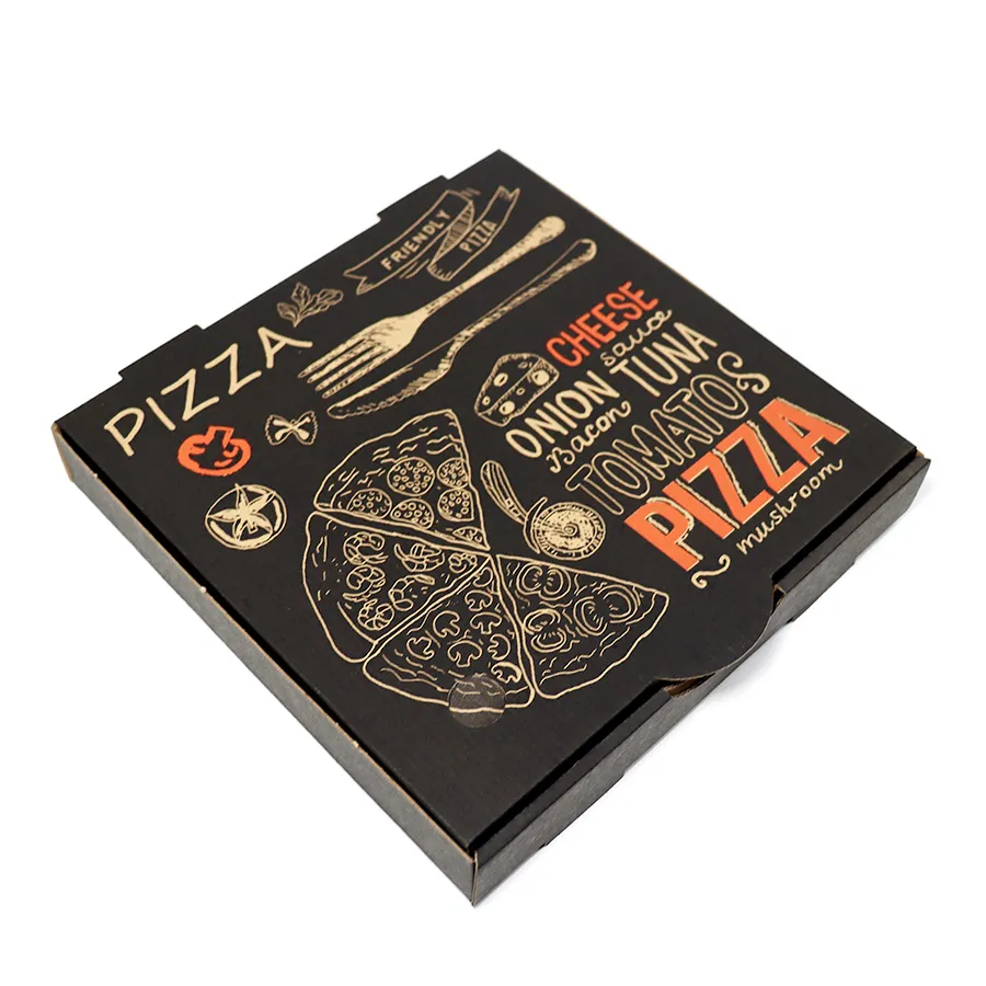 Wholesale Food Grade Disposable Takeaway Fast Food Biodegradable Corrugated Eco-Friendly Customized Printing Logo Kraft Paper Pizza Box