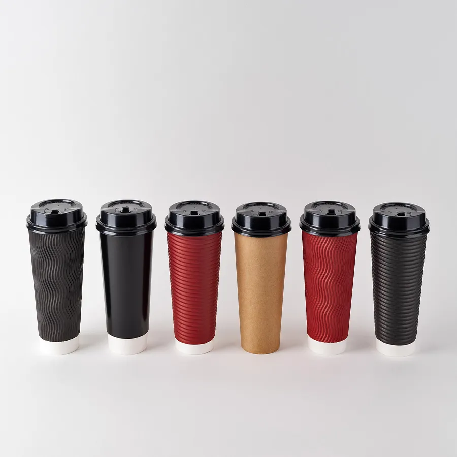Factory Custom Personalized Eco-Friendly Disposable Coffee Paper Cup for Hot Drinks with Lid Wholesale Food Grade Tea Paper Food Cups and Lid