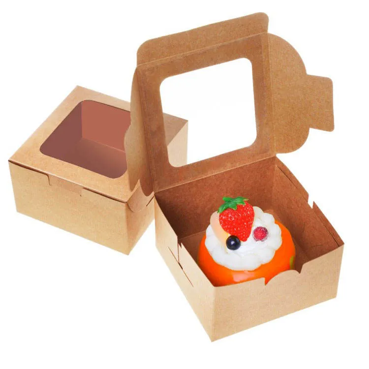 Cheap Customized Printed Logo Food Grade Multi-Compartment Paper Doughnut Box Wholesale Custom Disposable Bakery Packaging Cupcake Box with Transparent Window