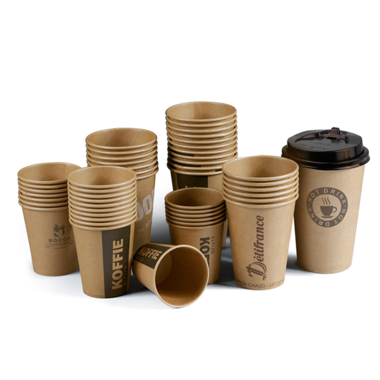Wholesale Food Grade Eco-Friendly Disposable Custom Juice Plastic Storage Packaging Milk Tea Juice Cold Hot Drink Kraft White Card Single Double Paper Cup