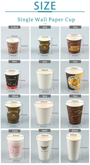 Wholesale Food Grade Eco-Friendly Disposable Custom Juice Plastic Storage Packaging Milk Tea Juice Cold Hot Drink Kraft White Card Single Double Paper Cup