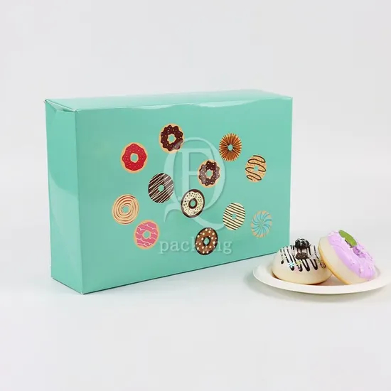 Factory Cheap Custom Printed Logo Size Food Grade Doughnut Snack Takeaway Food Wholesale Disposable Bakery Delivery Packing Macaron Paper Cake Cardboard Box