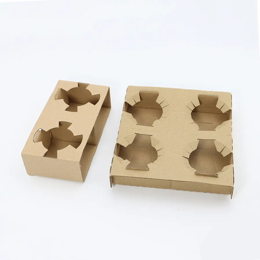 Biodegradable Solid Cardboard Paper Cup Holder in 1-Cell 2-Cell and 4-Cell Coffee Cup Carriers
