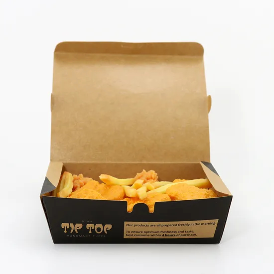 Wholesale Disposable Eco Friendly Customized Kraft Paper Takeaway Food Box