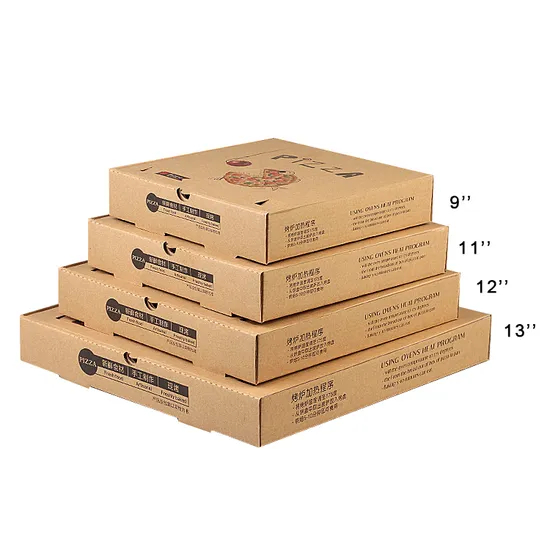 Wholesale Biodegradable Food Grade Disposable Takeaway Fast Food Biodegradable Corrugated Eco-Friendly Customized Printing Logo Kraft Paper Pizza Box