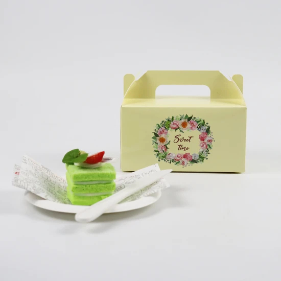 Cheap Customized Transparent Window Printed Logo Size Food Grade Doughnut Wholesale Disposable Bakery Packaging Macaron Paper Cake Card Box with Portable Handle