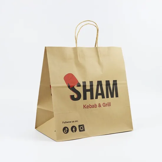 Custom Printed Disposable Shopping Brown Kraft Paper Bag Luxury Gift Packaging Paper Shopping Bag