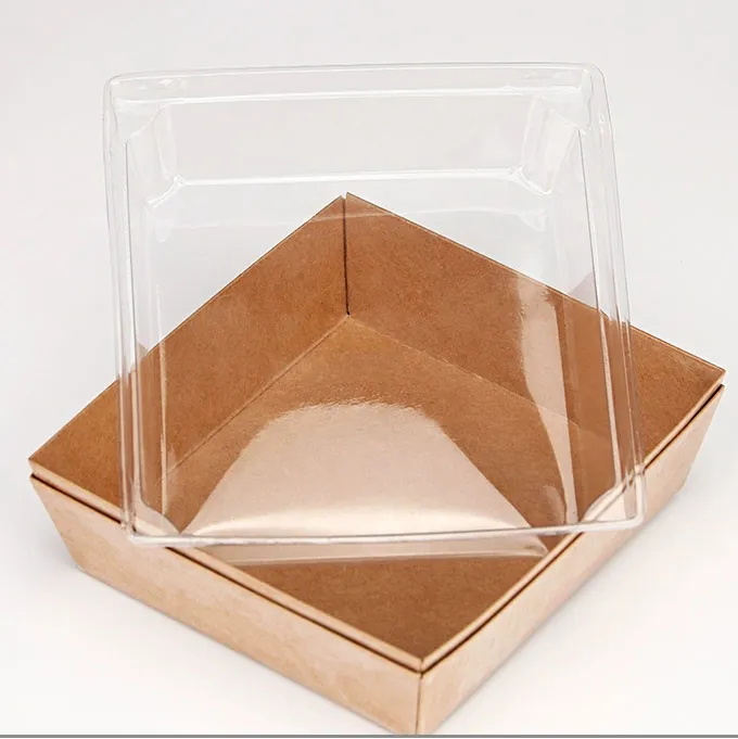 Factory Wholesale Customized Printing Transparent Window Eco-Friendly Food Grade Cardboard Toast Wedge Container Paper Sandwich Sushi Cake Box with Clear Window