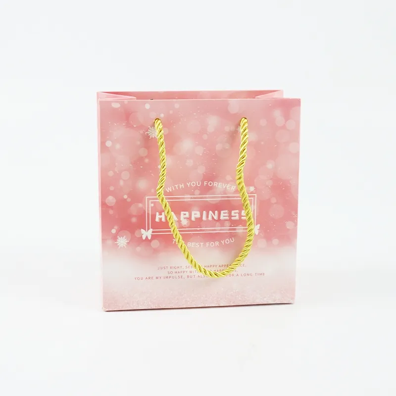 Factory Wholesale Custom Printing Logo Luxury Personalized Degradable Shopping Gift Food Cosmetic Jewelry Packaging Kraft Cardboard Paper Bag with Handle