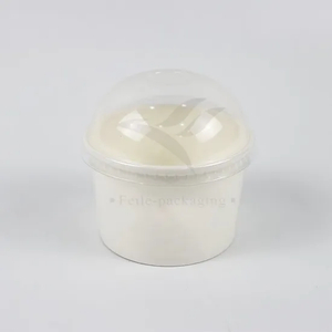 Factory Wholesale Cheap Customized Food Grade Disposable Biodegradable Soup Sauce Cup Ice Cream Cold Paper Cup with Lid and Spoon