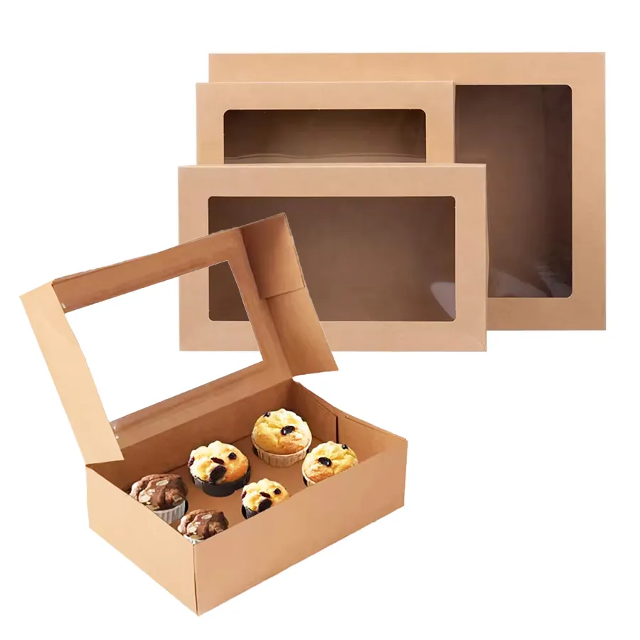 Custom Biodegradable Cake Packaging Paper Box with Handle Cake Box