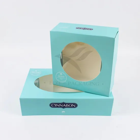 Factory Direct Sale Cheap Personalized Luxury Transparent Window Customized Printed Food Grade Disposable Packaging Macaron Cake Doughnut Sweet Cardboard Box