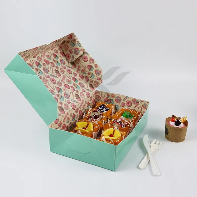 Factory Direct Sale Wholesale Personalized Luxury Customized Printed Logo Size Food Grade Disposable Packaging Macaron Cake Doughnut Sweet Cardboard Box