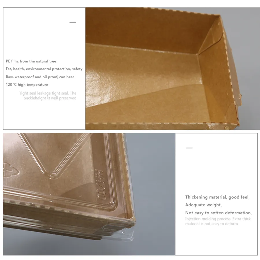 Wholesale Cheap High Quality Custom Logo Box for Packiging Practical Disposable Salad Kraft Box