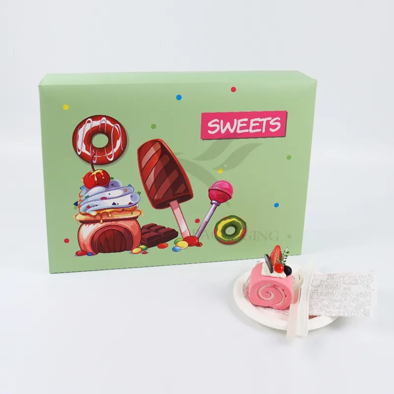 Factory Wholesale Recycled Personalized Luxury Customized Printed Logo Size Food Grade Disposable Packing Macaron Birthday Cupcake Doughnut Sweet Cardboard Box