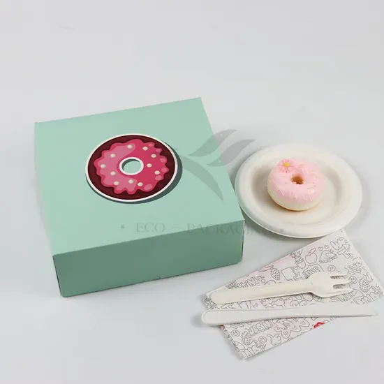 Factory Direct Sale Wholesale Personalized Luxury Customized Printed Logo Size Food Grade Disposable Packaging Macaron Cake Doughnut Sweet Cardboard Box